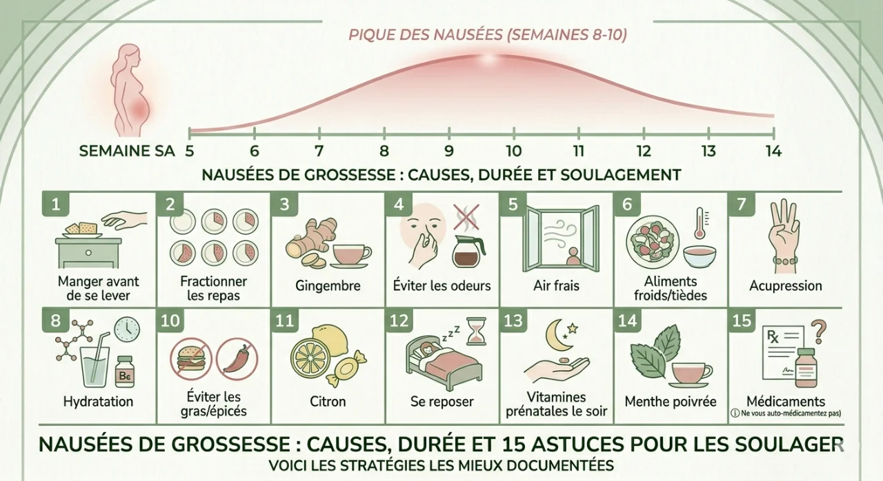 Durée des nausées de grossesse de la semaine 5 à 14 SA