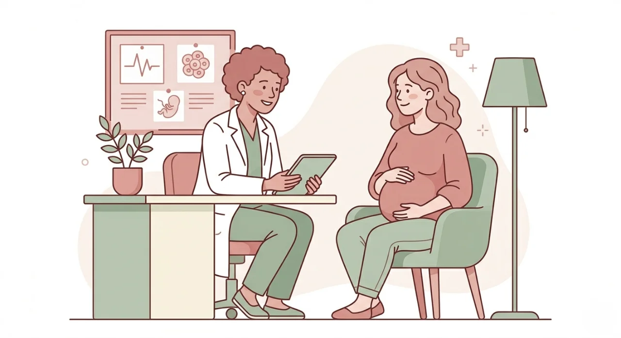 Consultation médicale de grossesse avec calcul des semaines