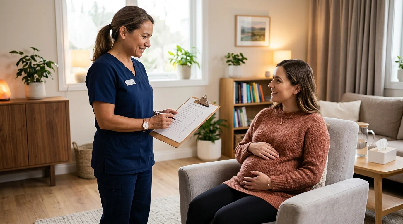 Préparation de la naissance avec la sage-femme et l'équipe médicale