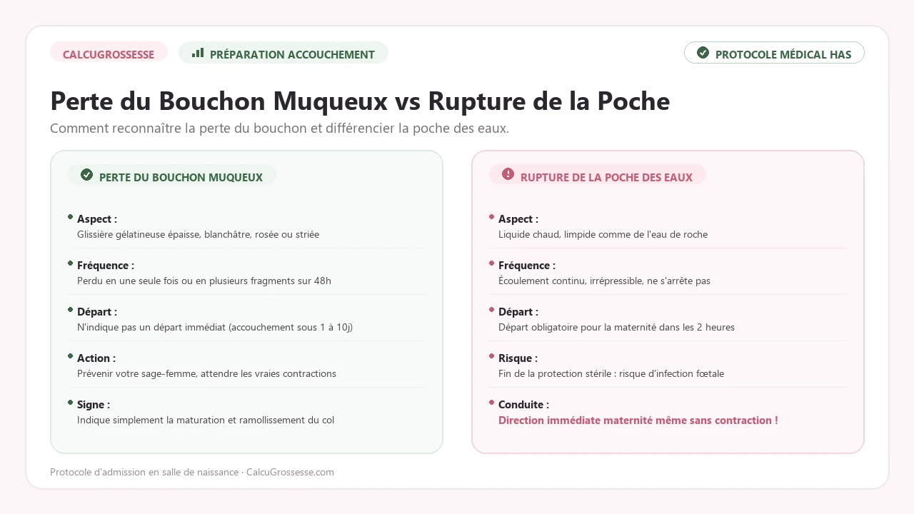 Comparatif perte du bouchon muqueux et fissure de la poche des eaux